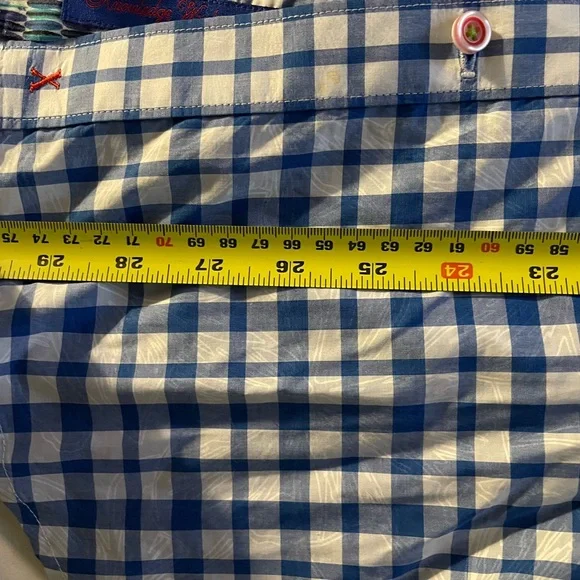 Robert Graham X Blue & White checkered button down Shirt gingham cotton Sz L - Picture 13 of 15